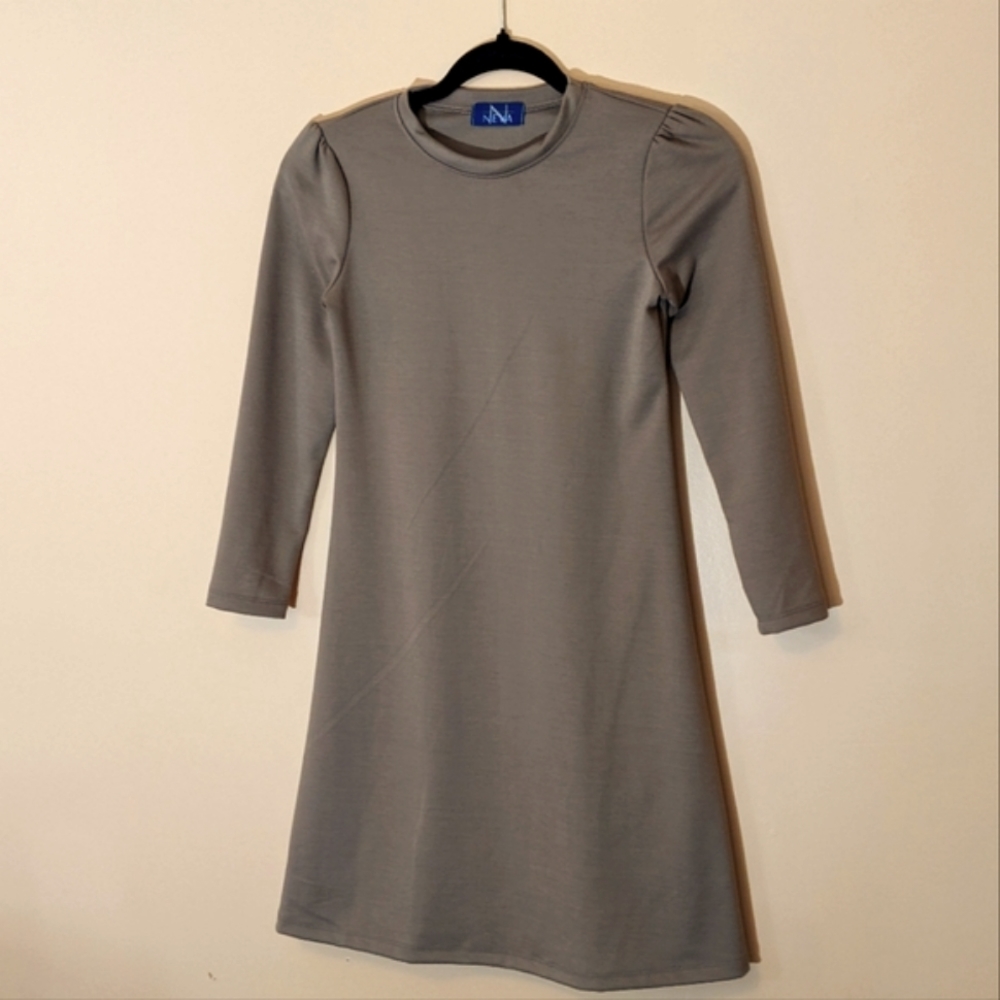 Neva| NWOT Tan Stretch Long Sleeve Mini Dress